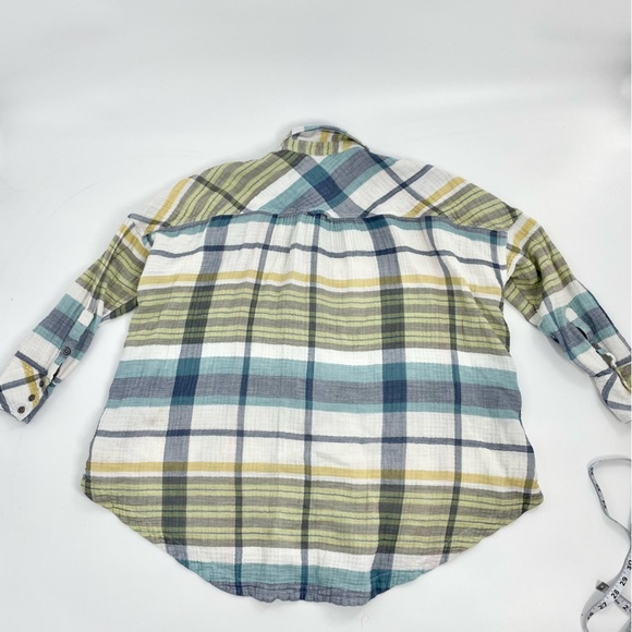 Free People Plaid Year Round 100% Cotton Gauzy‎ Preppy Button Down Shirt XS - Picture 10 of 10
